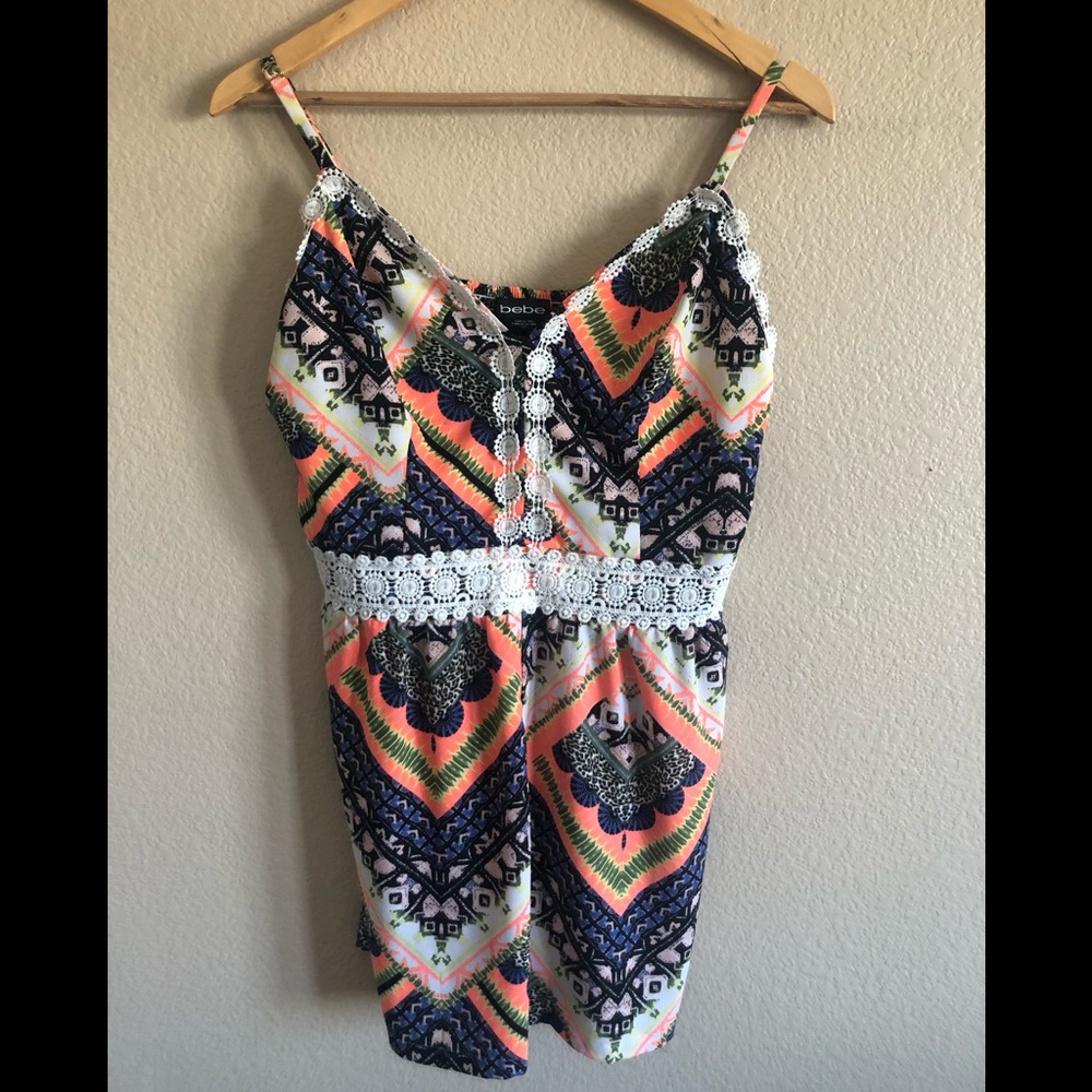 Bebe Multicolored Sleeveless Romper